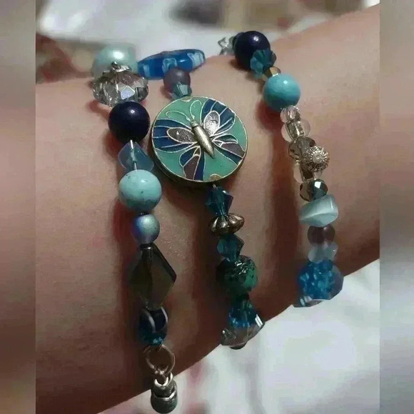 "I'll Be Waiting For You, Down Near The Ocean" Handcrafted Wire Wrap Bracelet - Picture 2 of 5